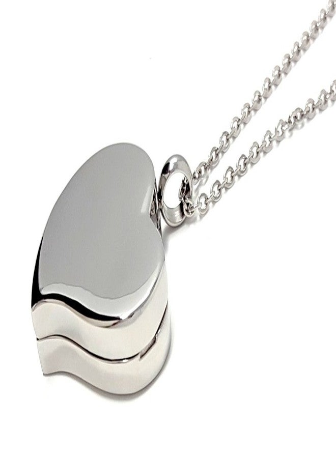 pill thing Amour Heart Pill Necklace - Polished Heart Locket with Strong Magnetic Closure - Medication Necklace - Keep Your Medication Securely with You at All Times - Locket Necklace26 Inch Chain (Silver) - Image 1